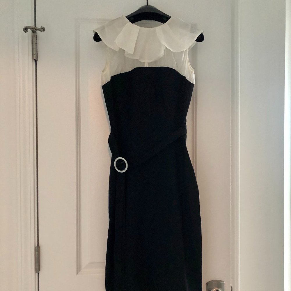 Just Cavalli Black Dress with Organza Frill Collar